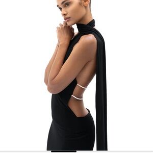 Khanum’s Black Dress with Pearl Accents